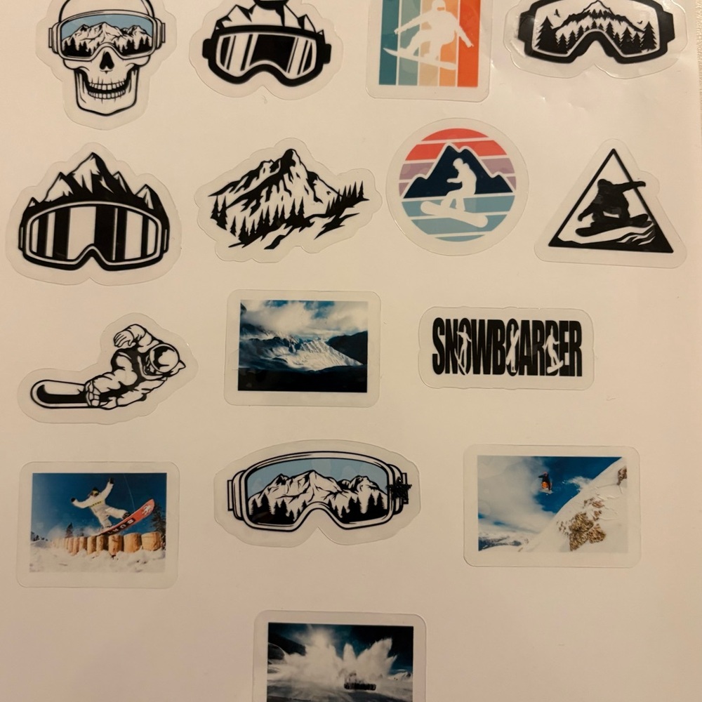 Snowboarder Sticker Pack - Black and White